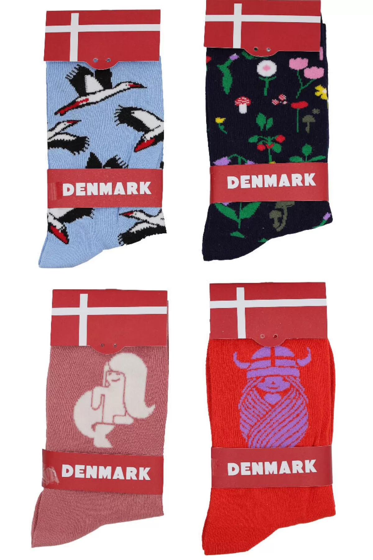 Danefæ Danedanmark Ladies Socks Lt Blue Storks Outlet