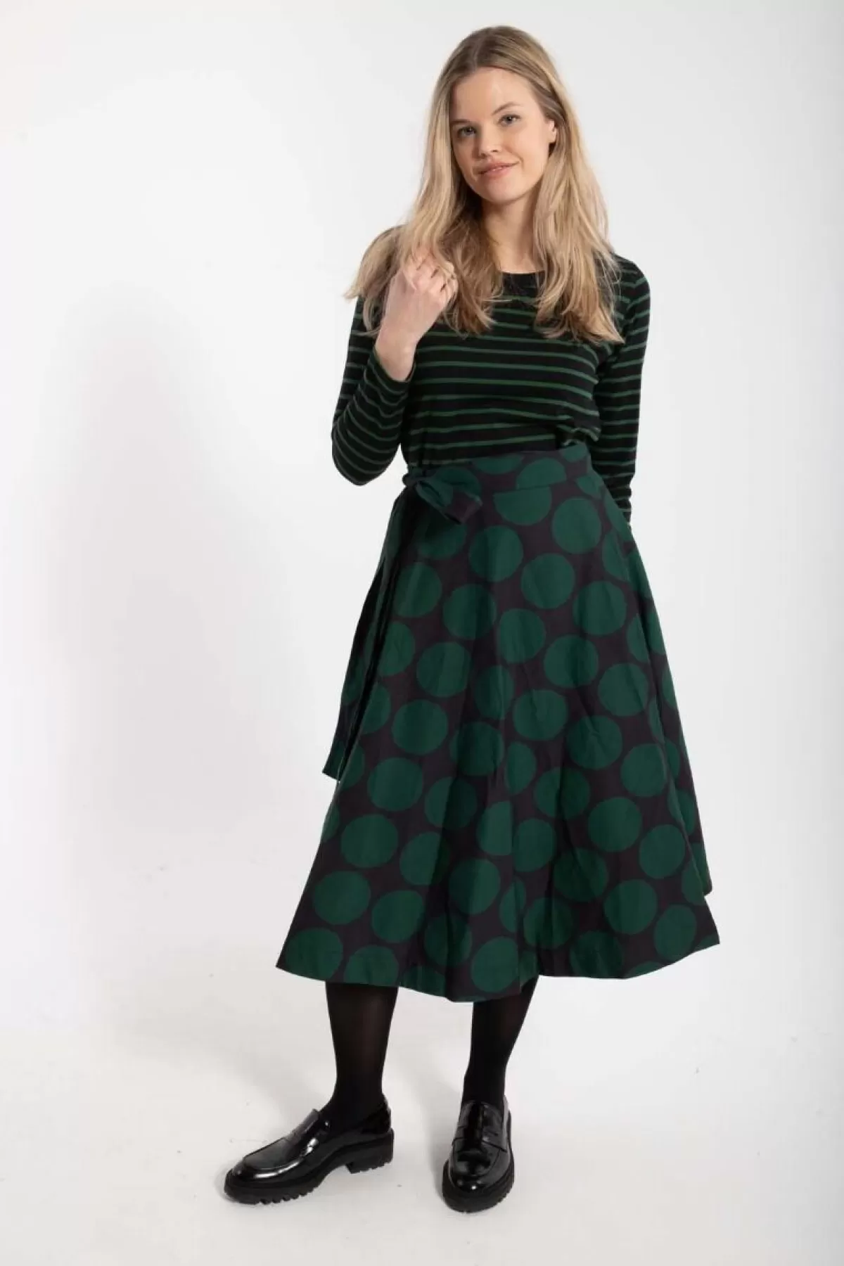 Danefæ Danemikkelsen Poplin Skirt Black/Warm Khaki Megadots Hot