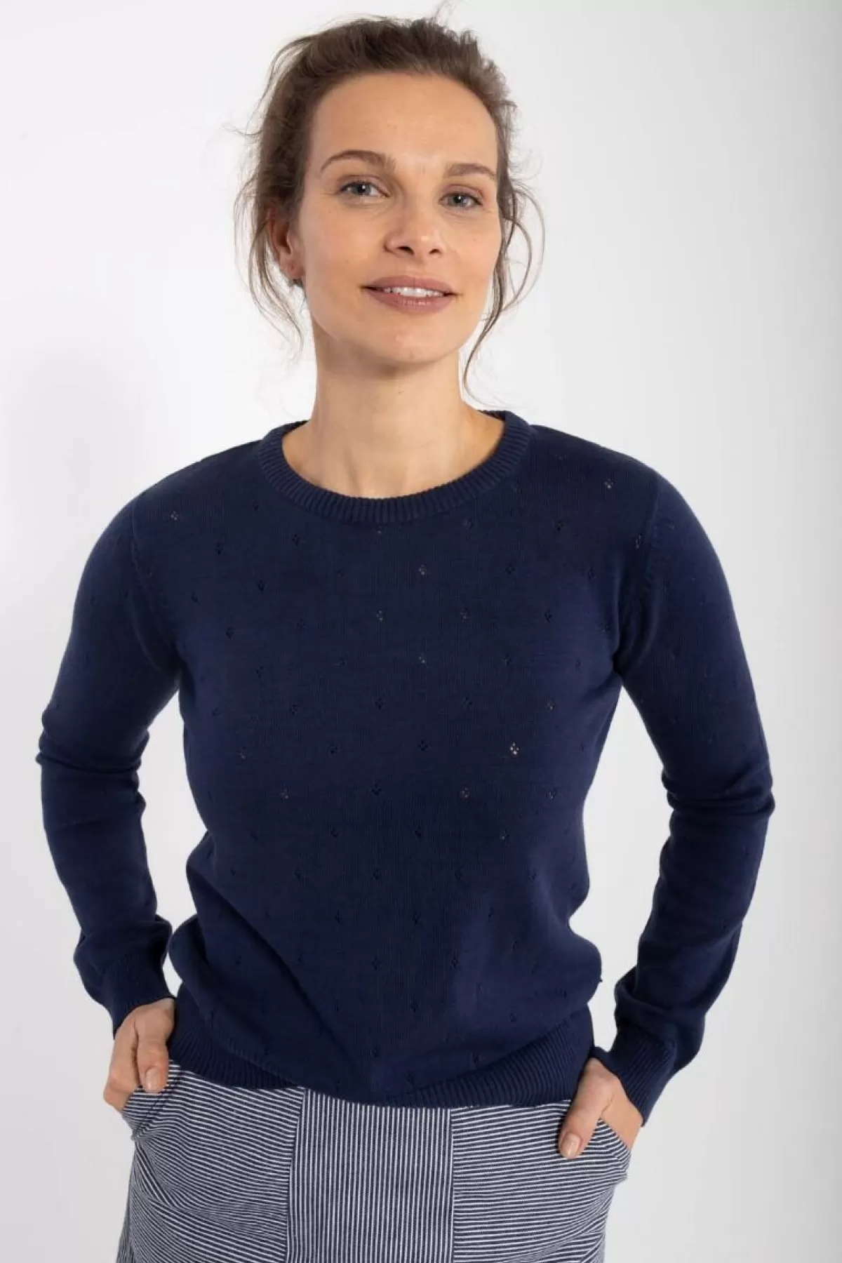 Danefæ Danepearly Hole Knit Sweater Dk Navy Shop