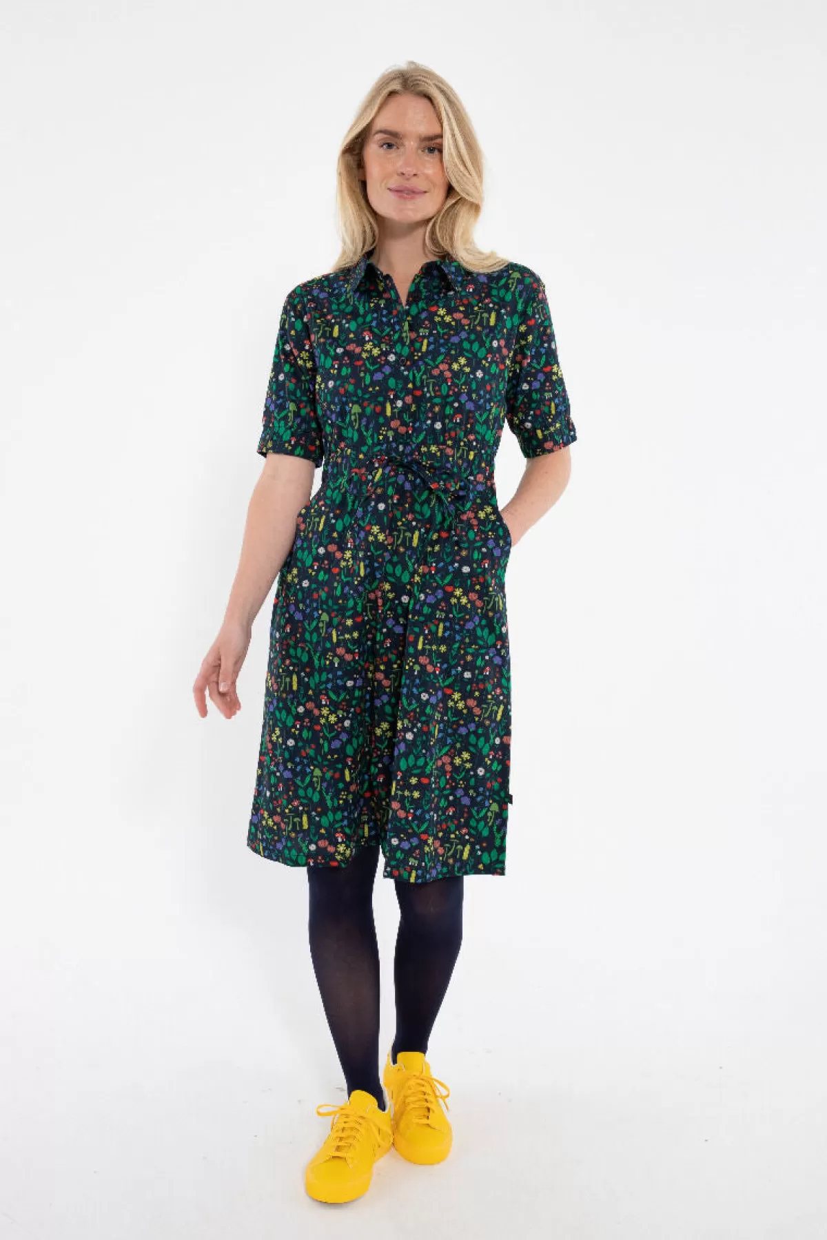 Danefæ Danesusanne Poplin Dress Dk Navy Botanical Clearance