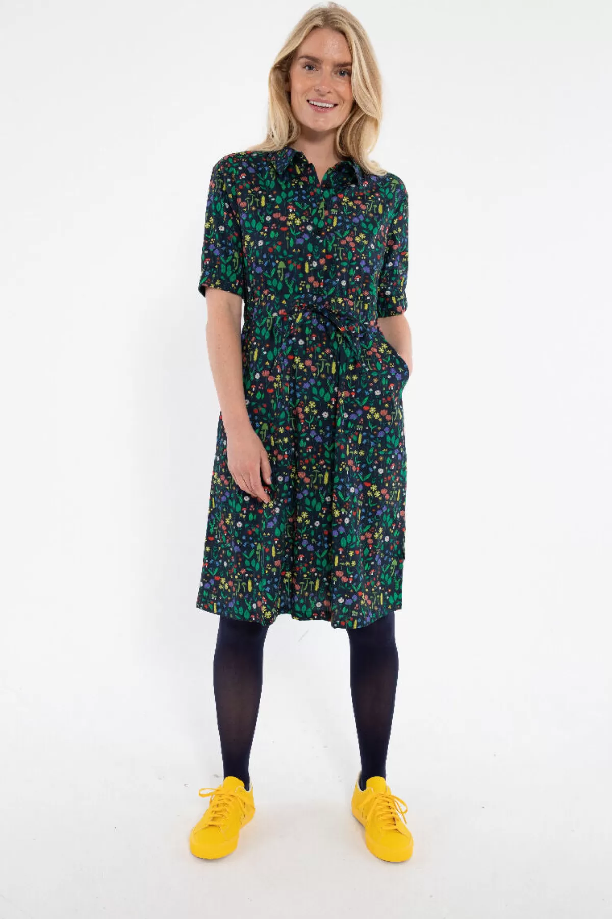 Danefæ Danesusanne Poplin Dress Dk Navy Botanical Clearance