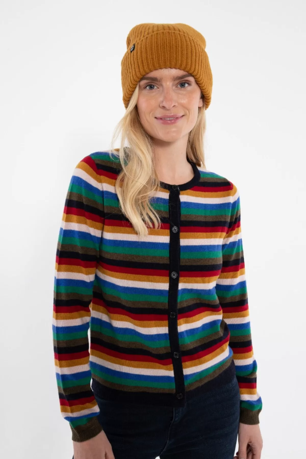 Danefæ Ess - Forget Me Not Merino Cardigan Royal Stripe Clearance