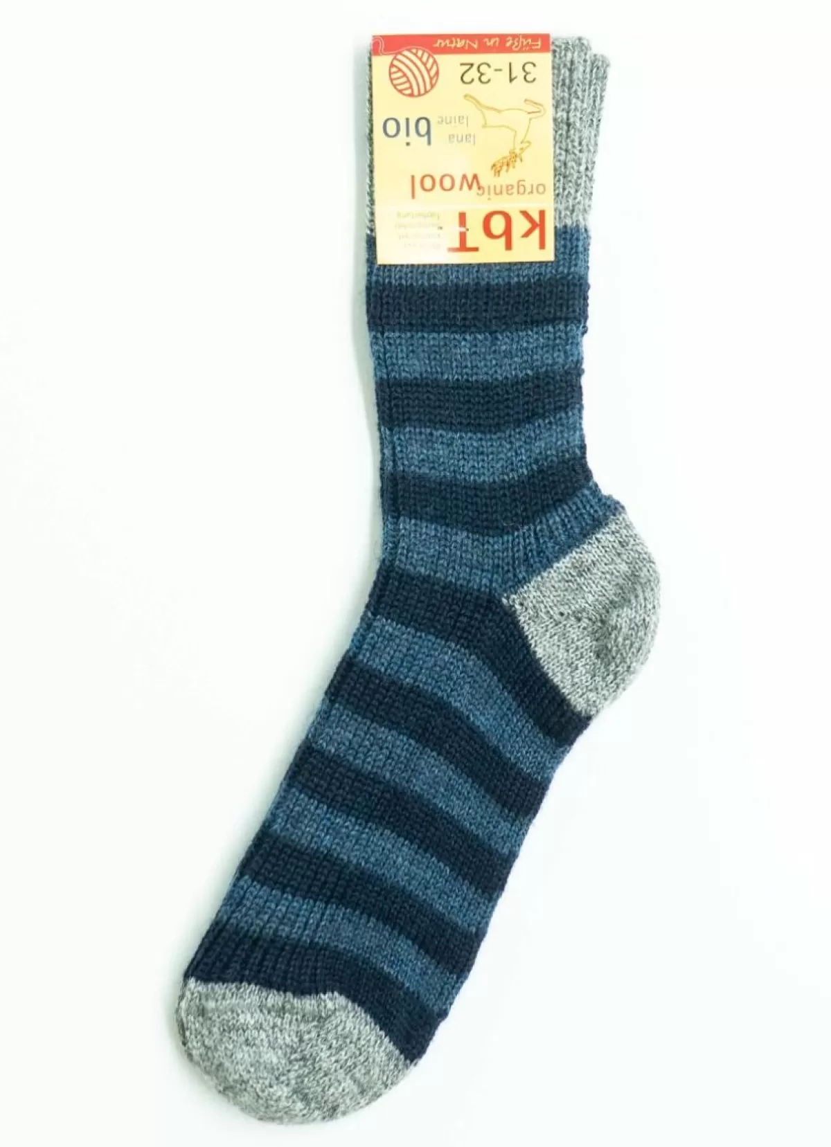 Danefæ Hirsch Natur Wool Socks Stripes Grey/Jeans/Marine Clearance