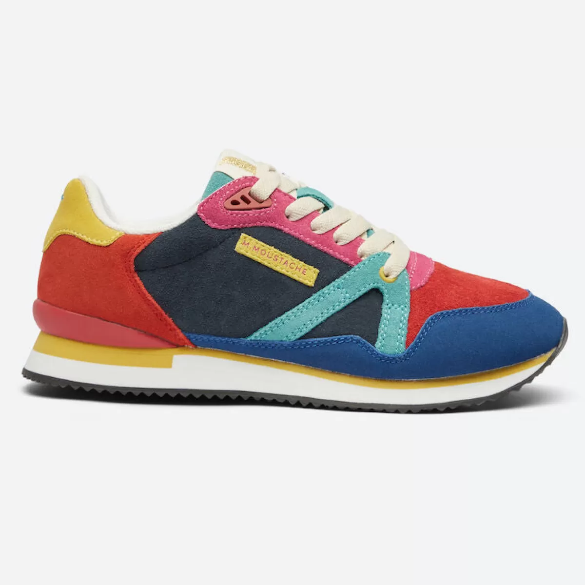 Danefæ M.Moustache Andre Running Sneakers Suede Bleu Rouge Orange Shop