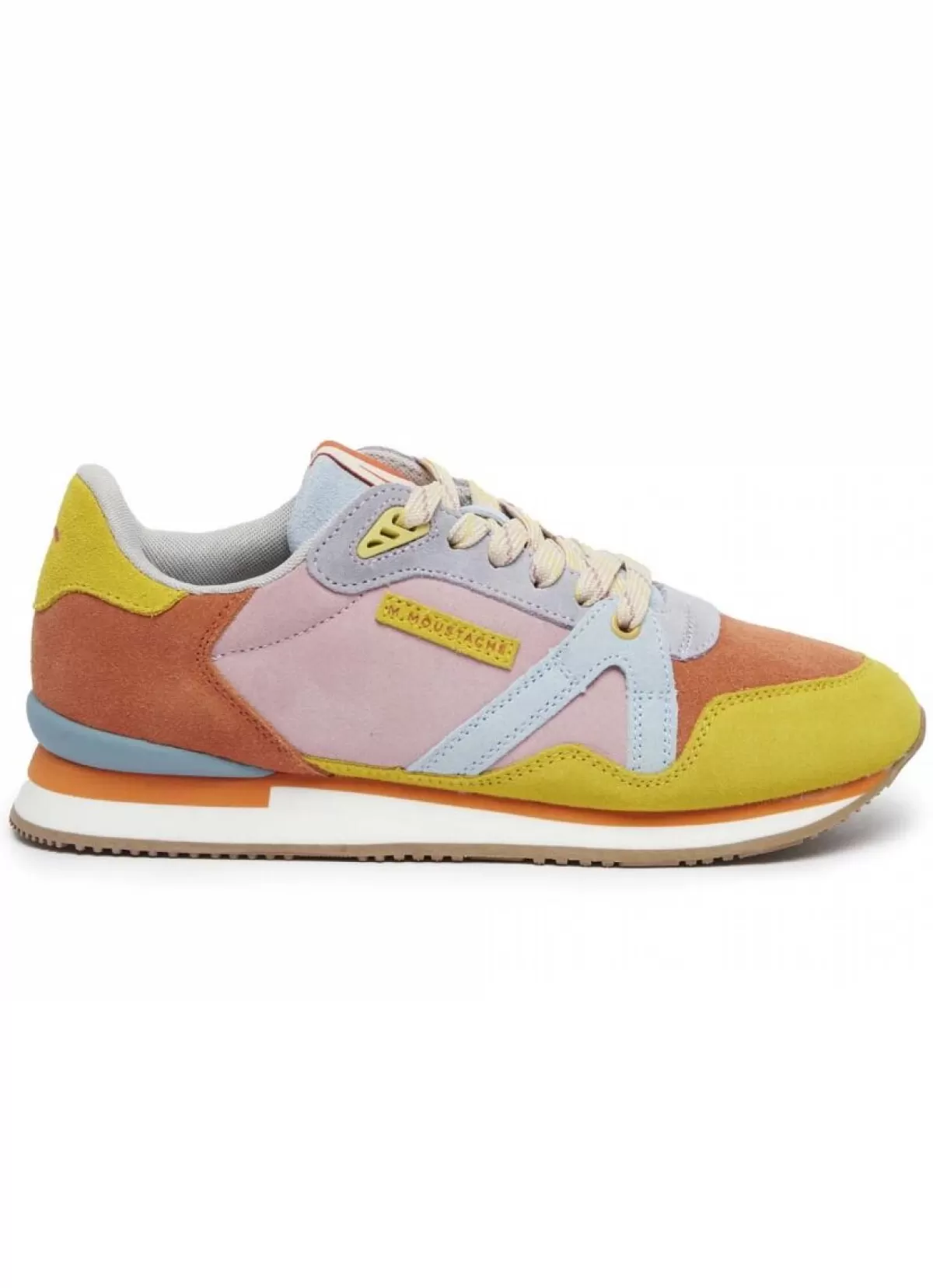 Danefæ M.Moustache Andre Running Sneakers Suede Jaune Orange Ciel Hot