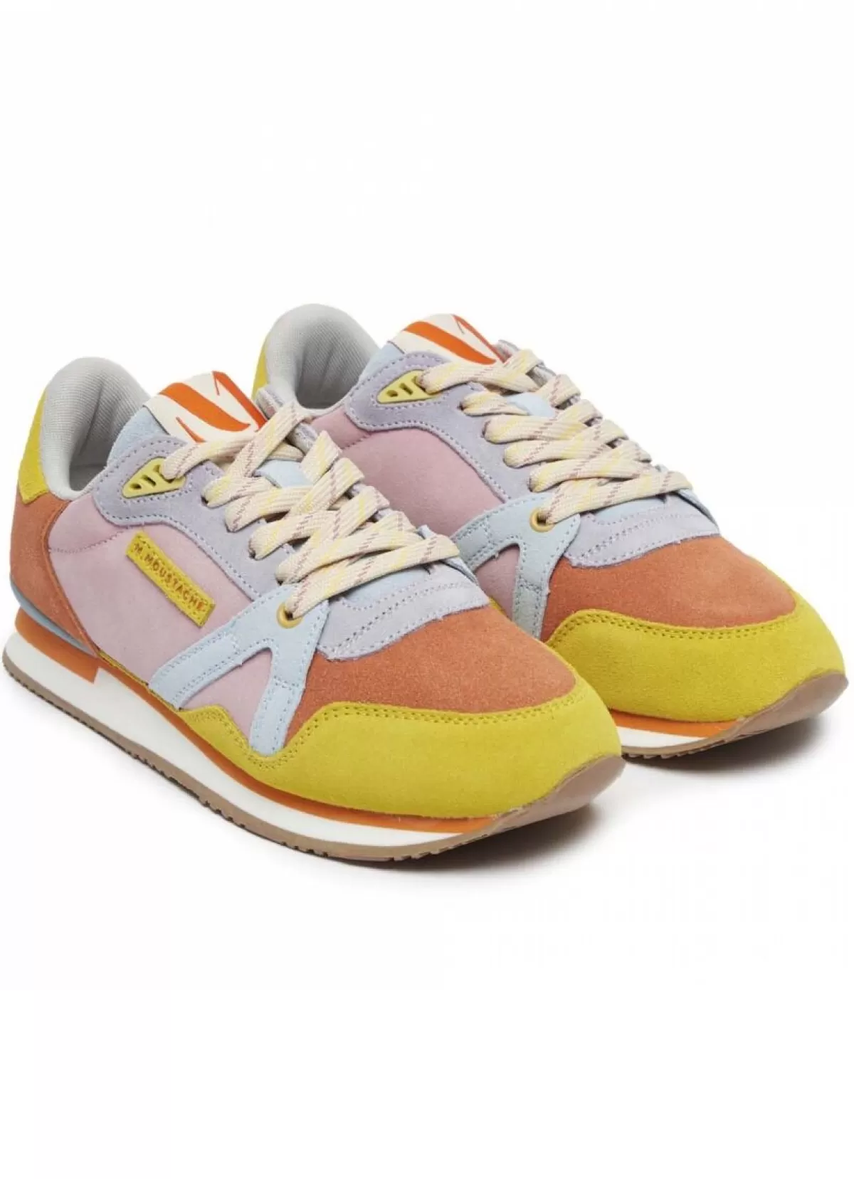 Danefæ M.Moustache Andre Running Sneakers Suede Jaune Orange Ciel Hot