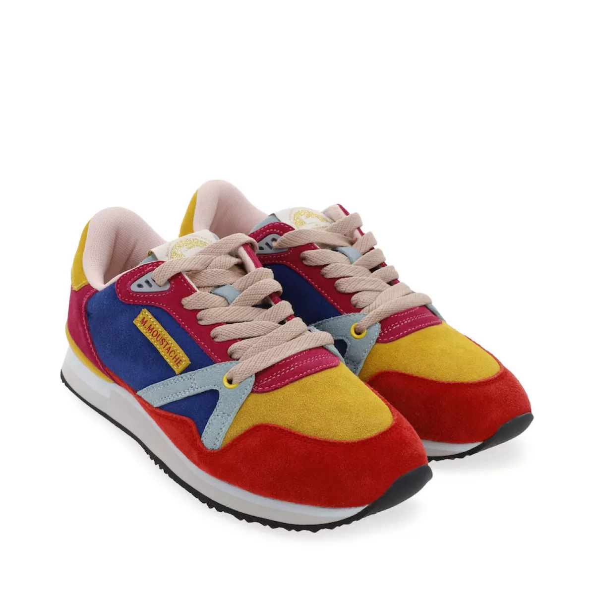 Danefæ M.Moustache Andre Running Sneakers Suede Rose Jaune Bleu Sale