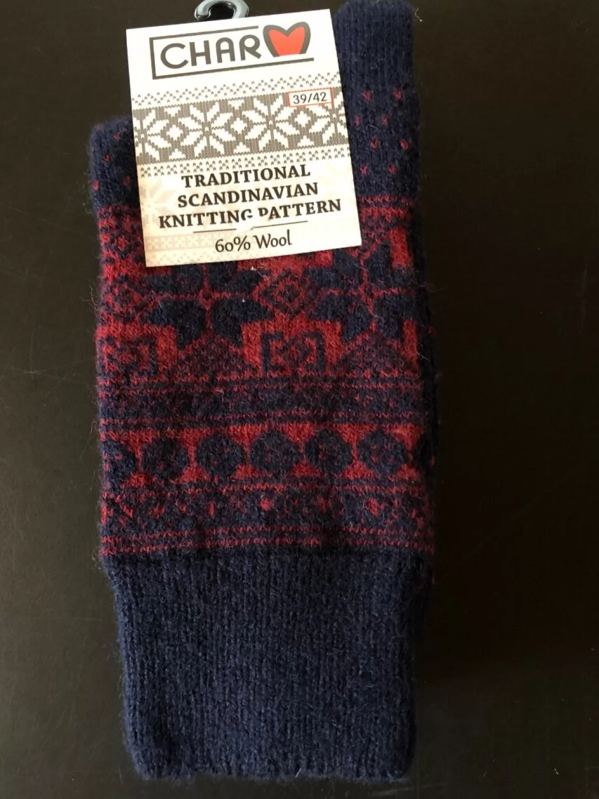 Danefæ Woolwear Uldsokker M/Snefnug Navy/Bordeaux Nr.34 Flash Sale