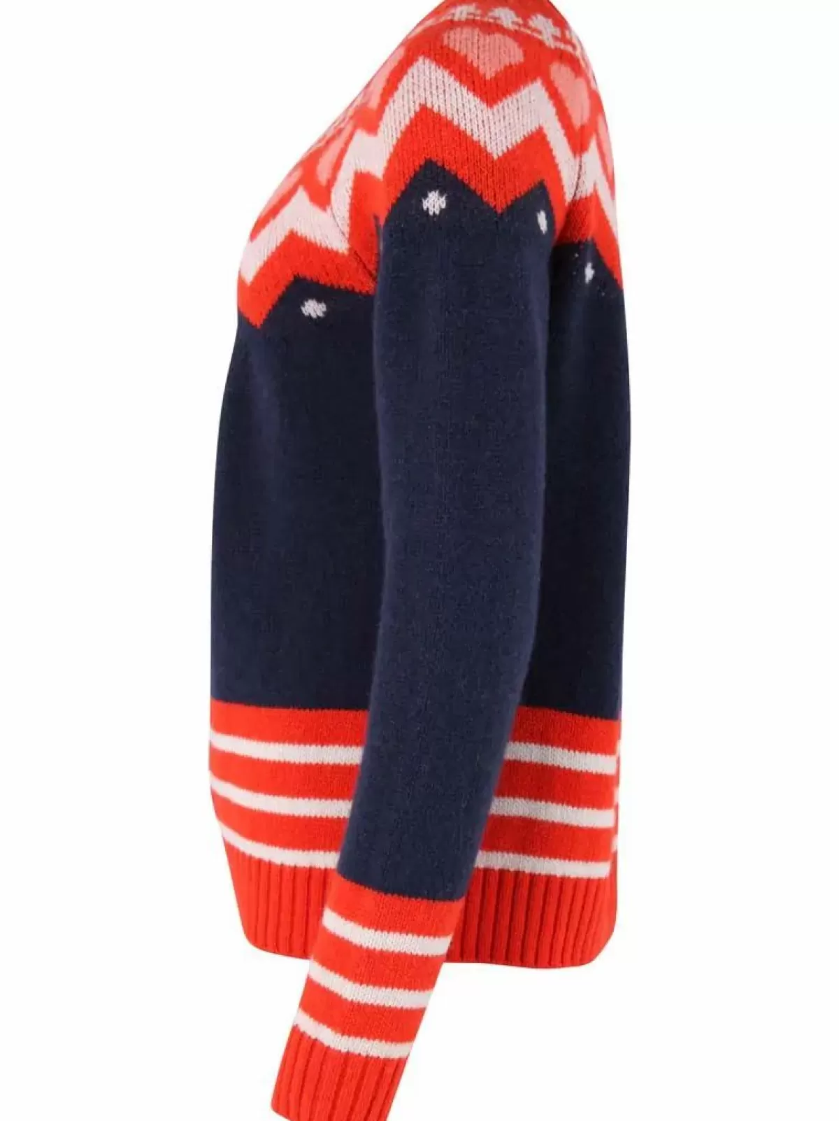 Dame Danefæ Dananja Wool Cardigan Navy/Bright Red/Chalk