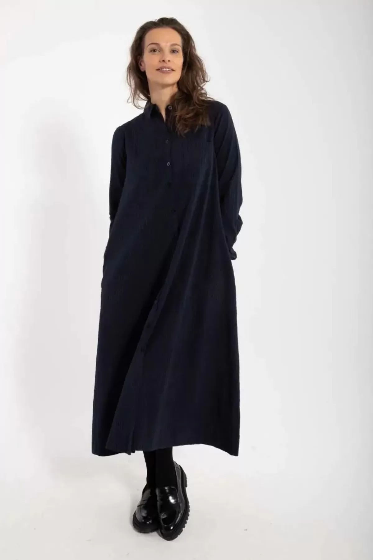 Dame Danefæ Danapril Ls Searsucker Dress Black/Marine