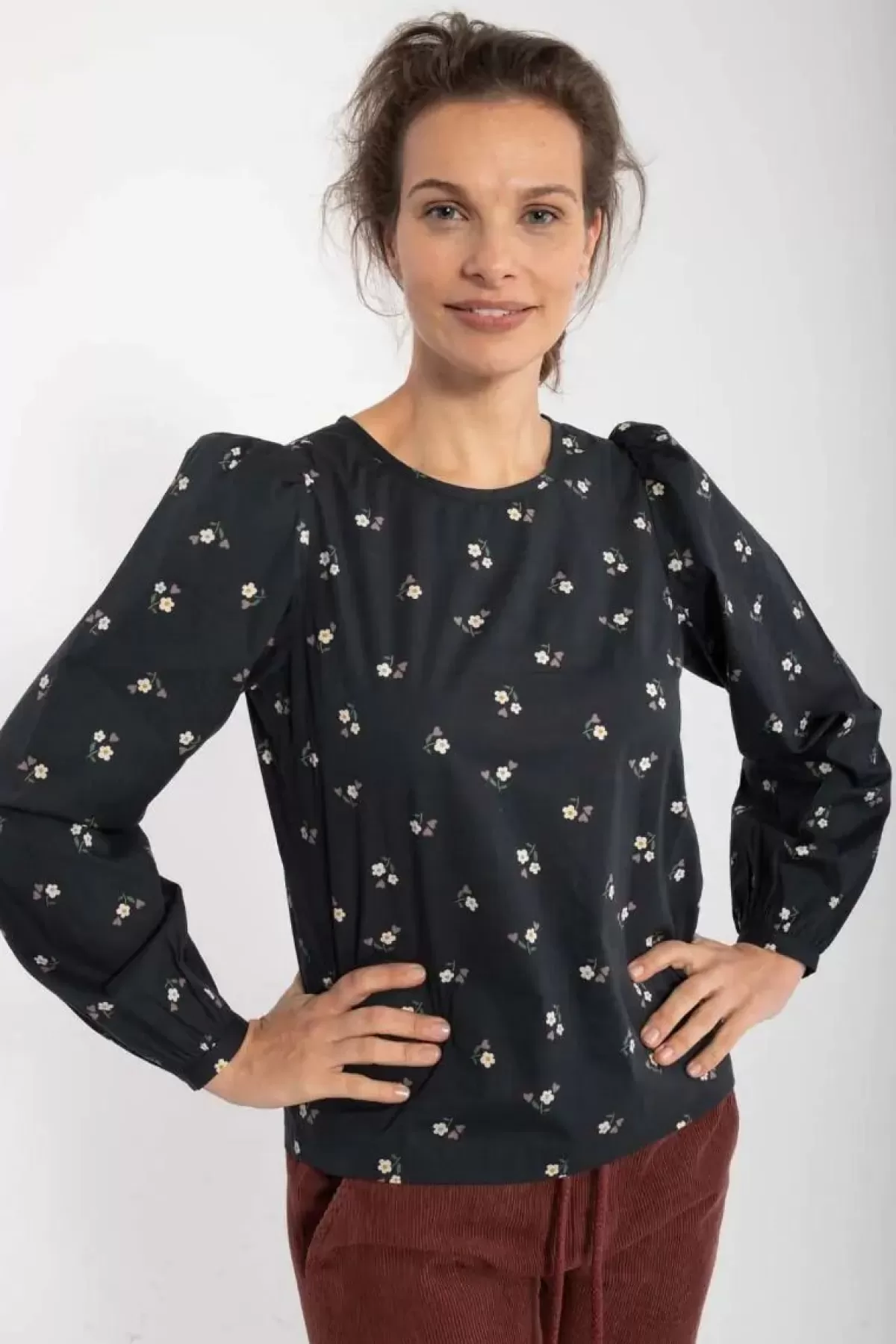 Dame Danefæ Danebette Poplin Shirt Black Miniflower