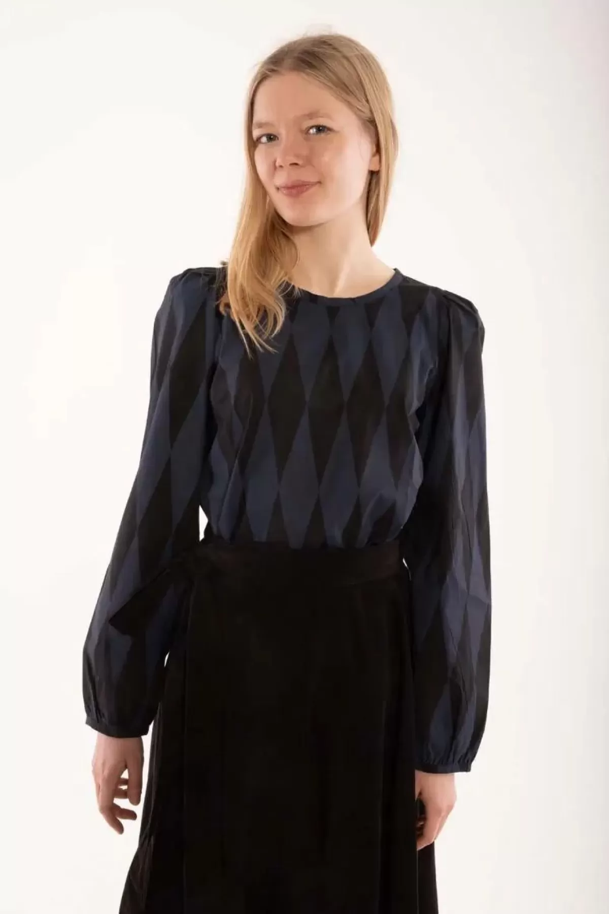 Dame Danefæ Danebette Poplin Shirt Black/Marine Diamonds