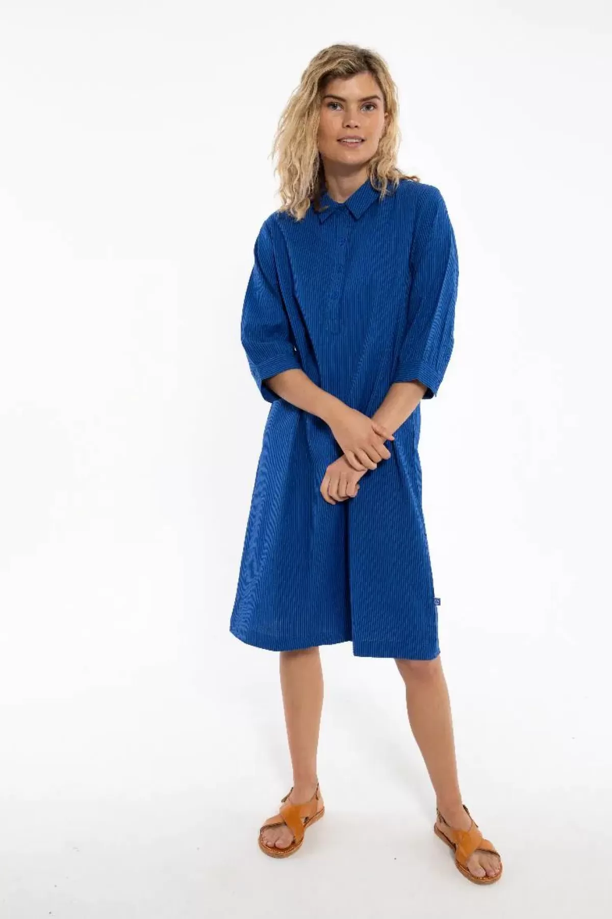 Dame Danefæ Danecarnation Searsucker Dress Deep Marine/Klein Blue