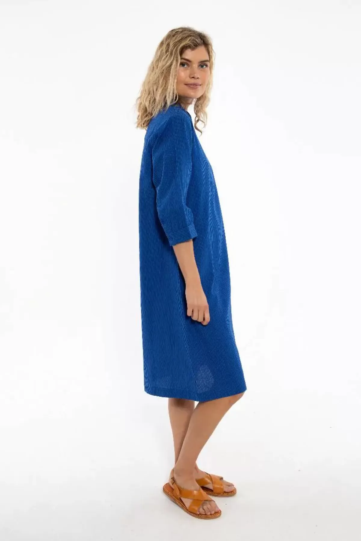 Dame Danefæ Danecarnation Searsucker Dress Deep Marine/Klein Blue