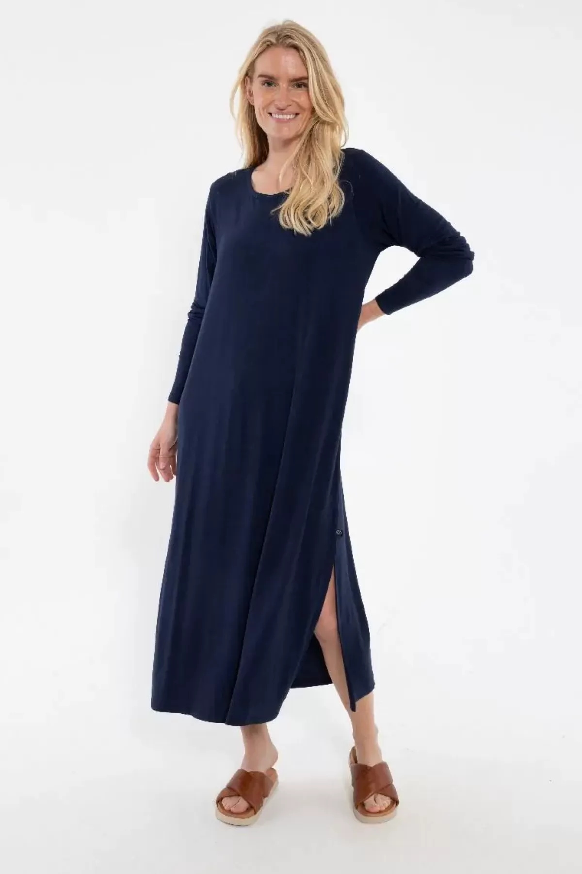 Dame Danefæ Danecasilda Ls Viscose Dress Navy