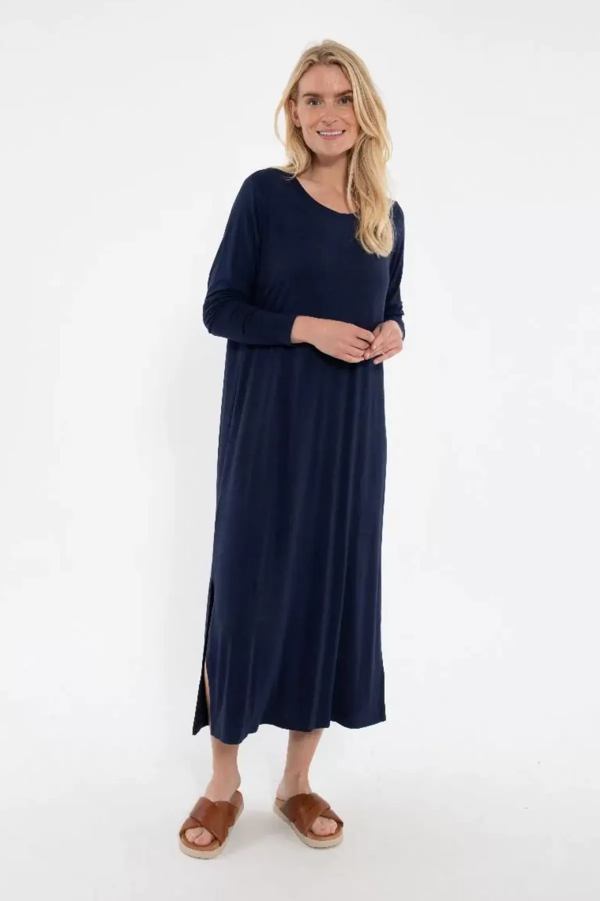 Dame Danefæ Danecasilda Ls Viscose Dress Navy