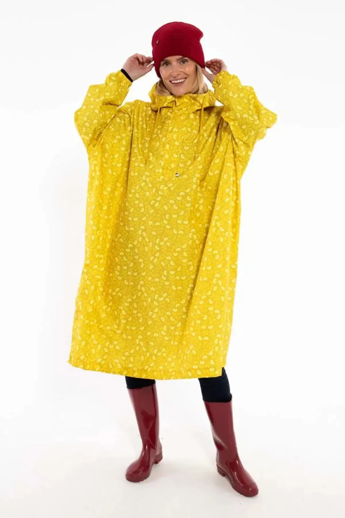 Dame Danefæ Danedream Drops Rain Poncho Dark Yellow Fleurie