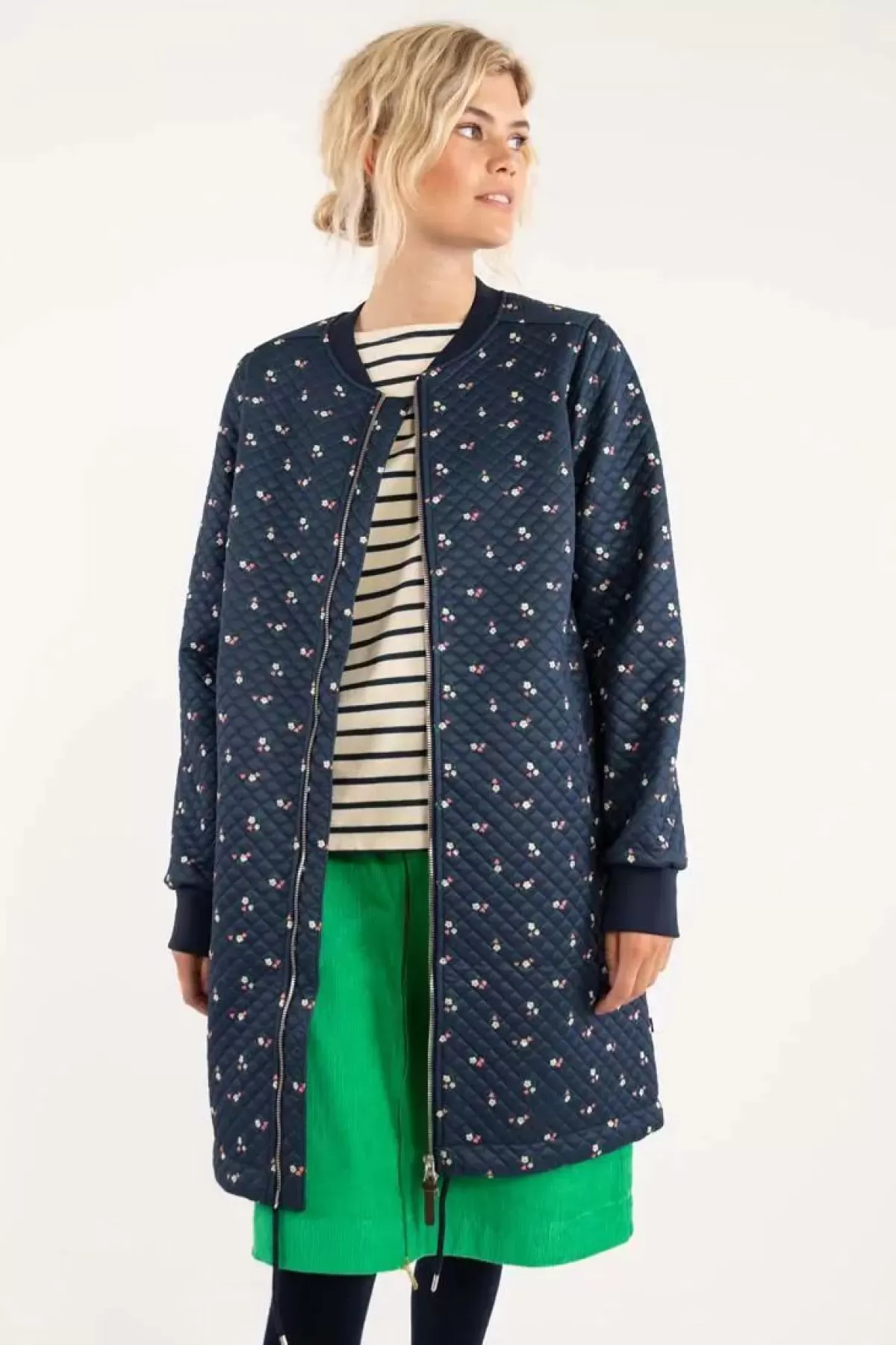 Dame Danefæ Danehella Thermo Coat Navy Mini Flower