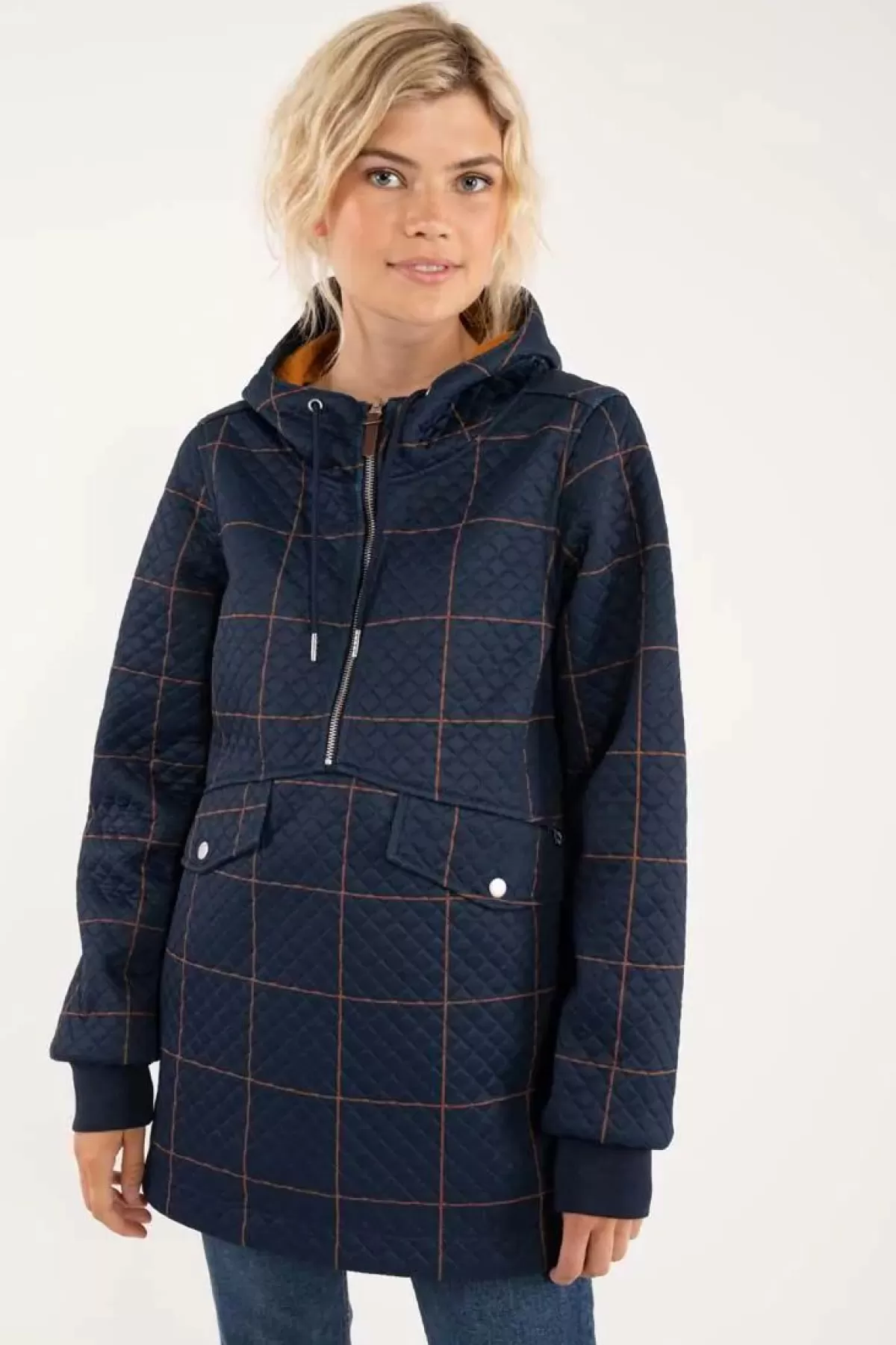 Dame Danefæ Danejohanne Thermo Anorak Navy/Occer Large Plaid