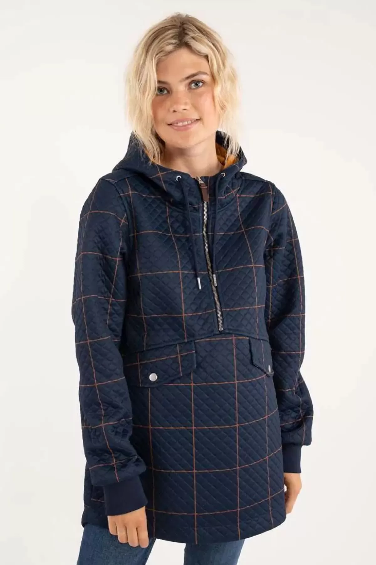 Dame Danefæ Danejohanne Thermo Anorak Navy/Occer Large Plaid