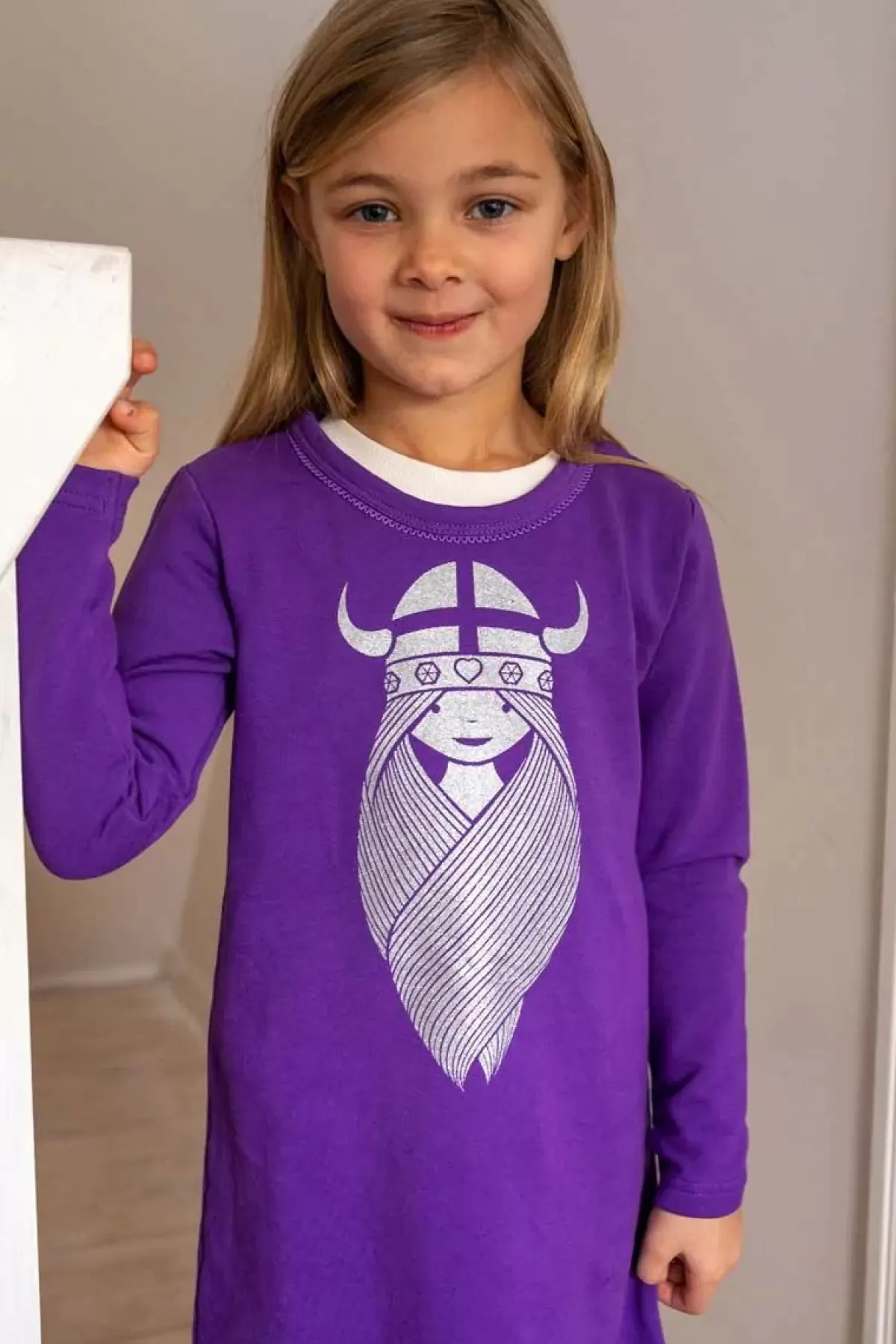 Børn Danefæ Danekvik Sweater Dress Purple Glitter Freja