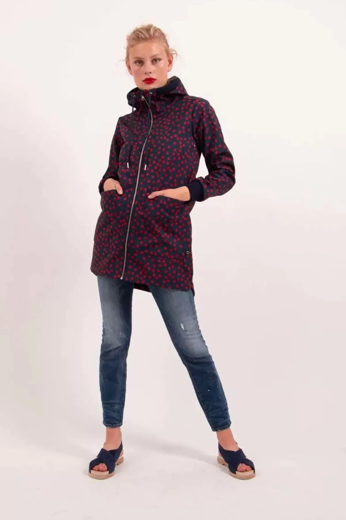 Dame Danefæ Danelaura Softshell Navy/Red Fundots