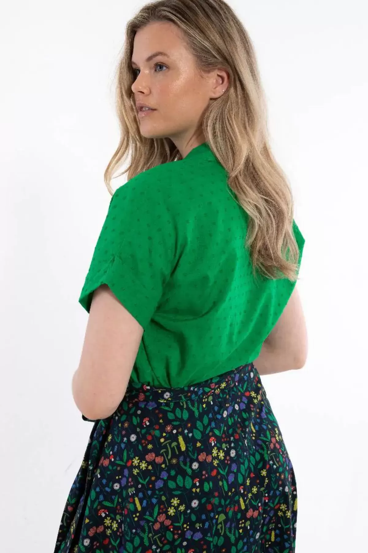 Dame Danefæ Danelena Cotton Dot Shirt Green