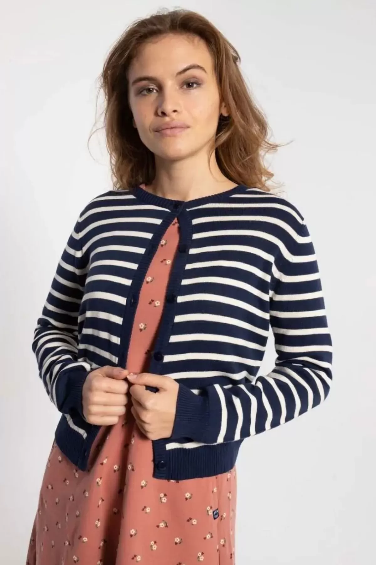 Dame Danefæ Danesaga Cardigan Dk Navy/Chalk