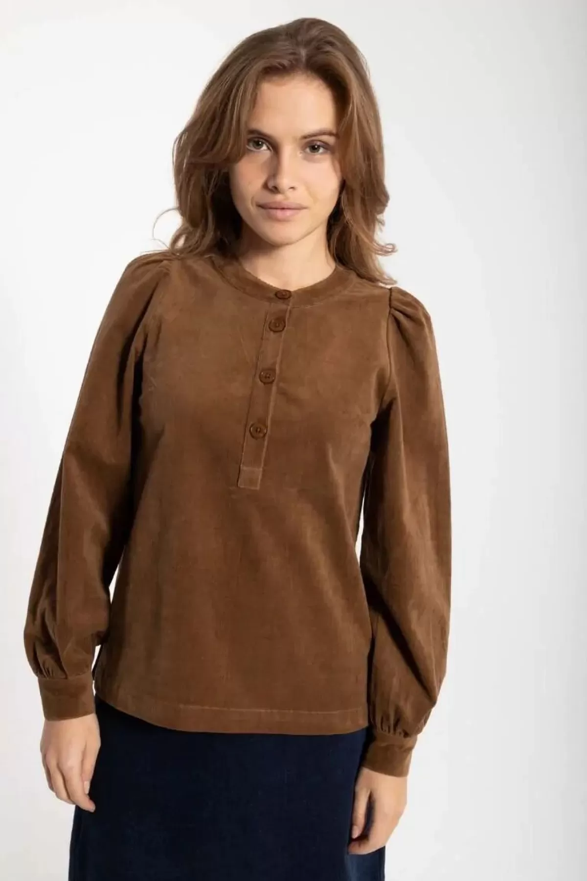 Dame Danefæ Danesanna Cord Stretch Shirt Brown Beige