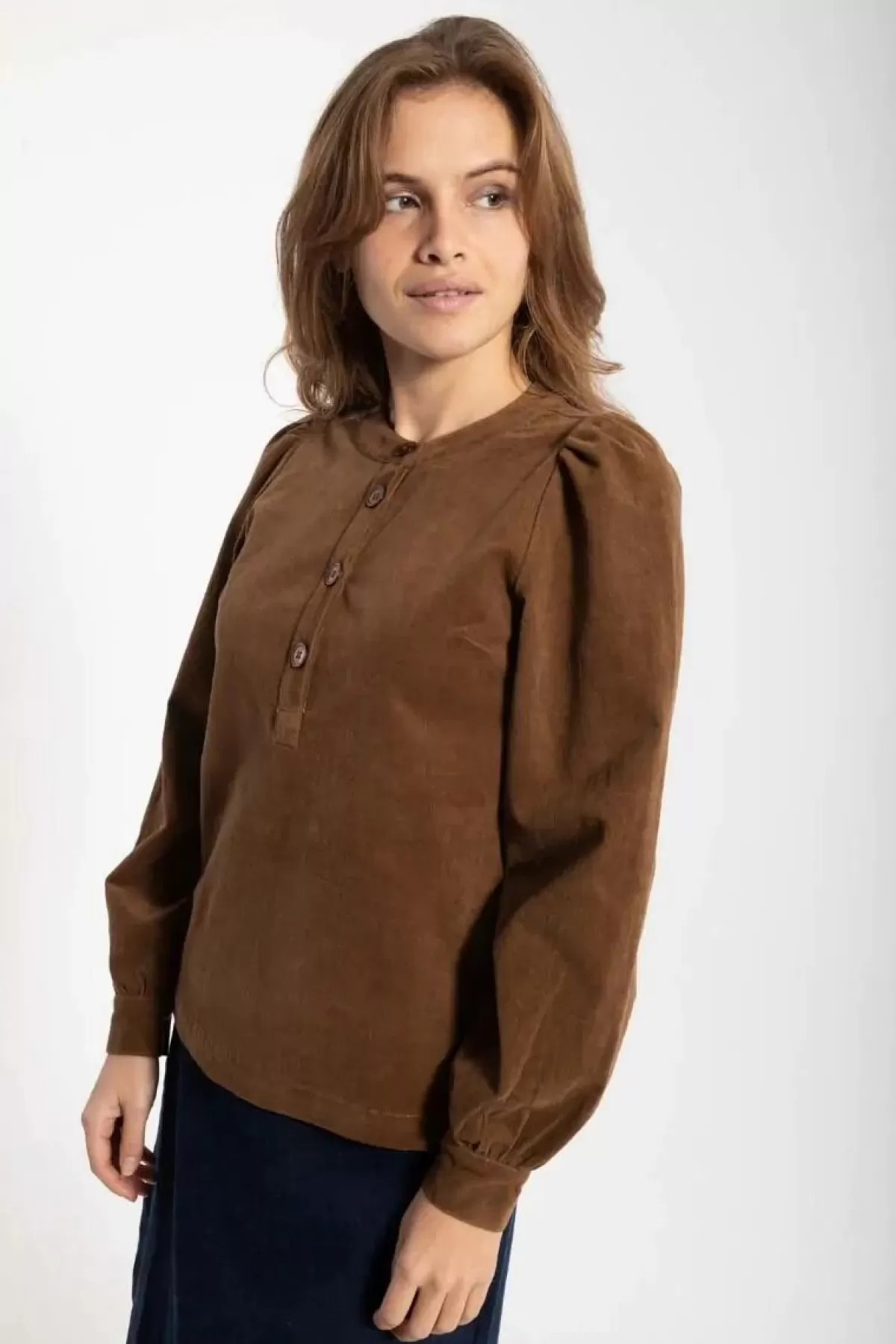 Dame Danefæ Danesanna Cord Stretch Shirt Brown Beige