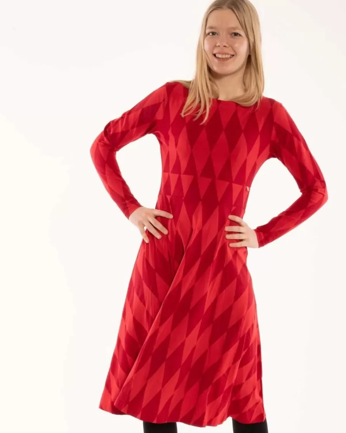 Dame Danefæ Danesigrid Cotton Dress Dk Red/Red Diamonds