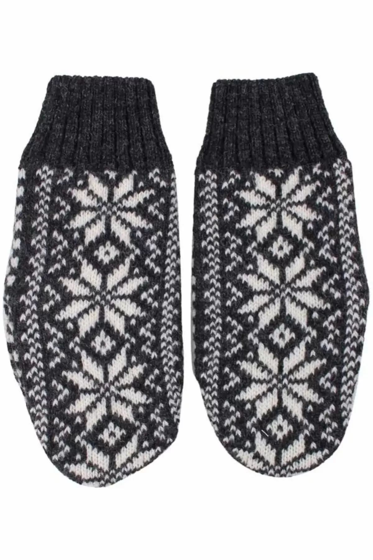 Dame Danefæ Danestay Warm Wool Mittens Dk Grey/White