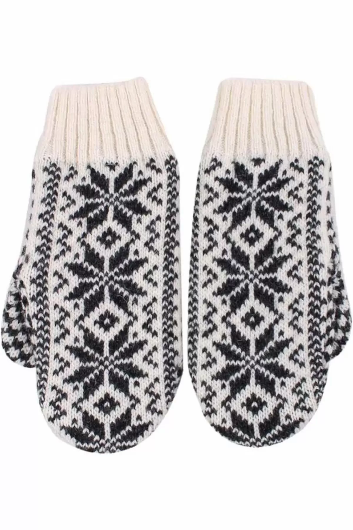 Dame Danefæ Danestay Warm Wool Mittens White/Dk Grey