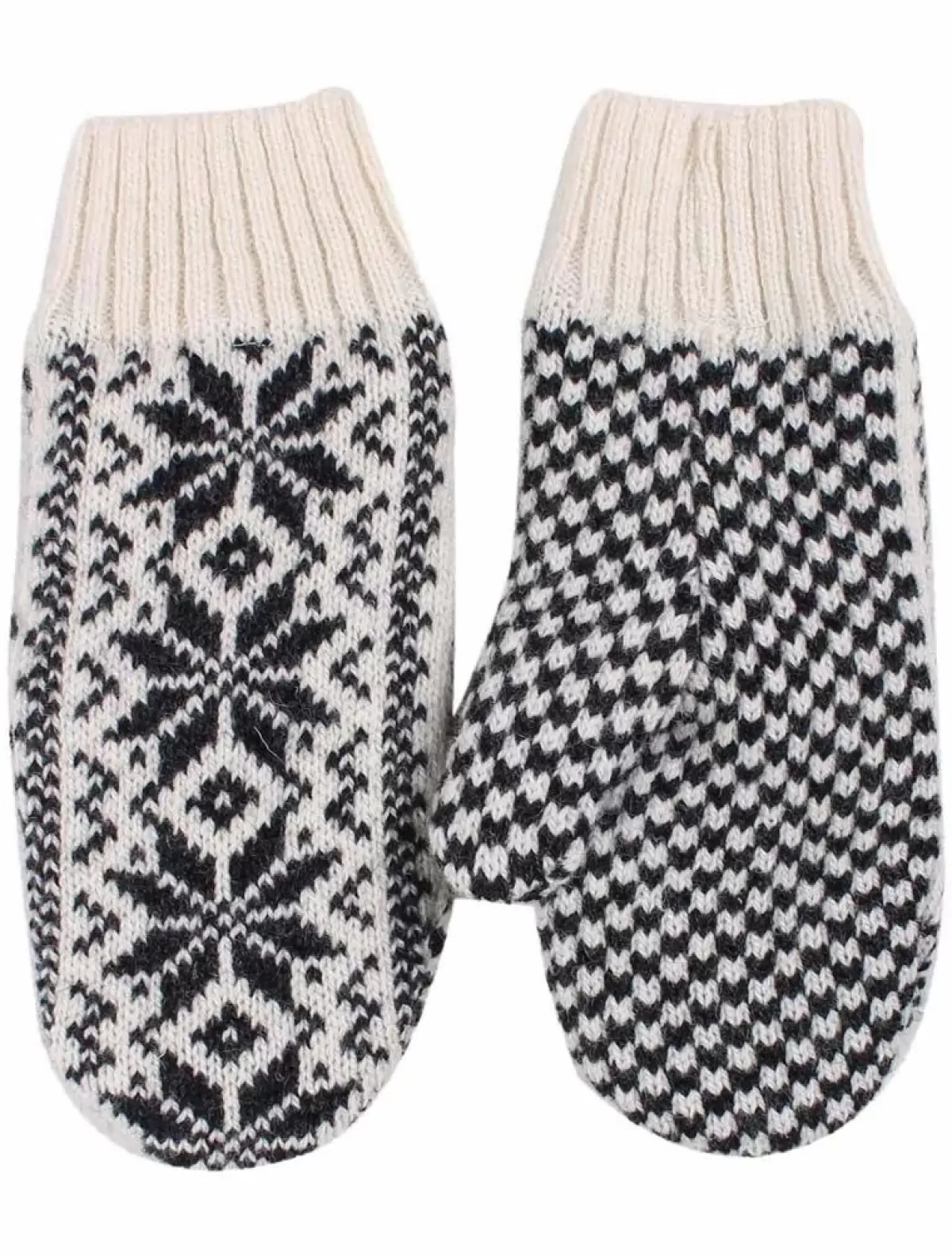 Dame Danefæ Danestay Warm Wool Mittens White/Dk Grey