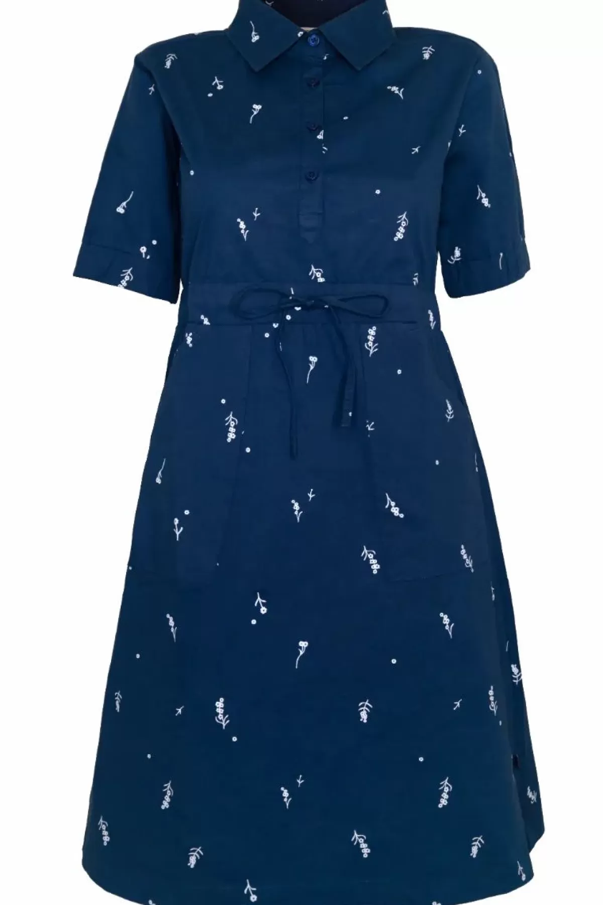 Dame Danefæ Danesusanne Poplin Dress Dusty Navy Markblomst