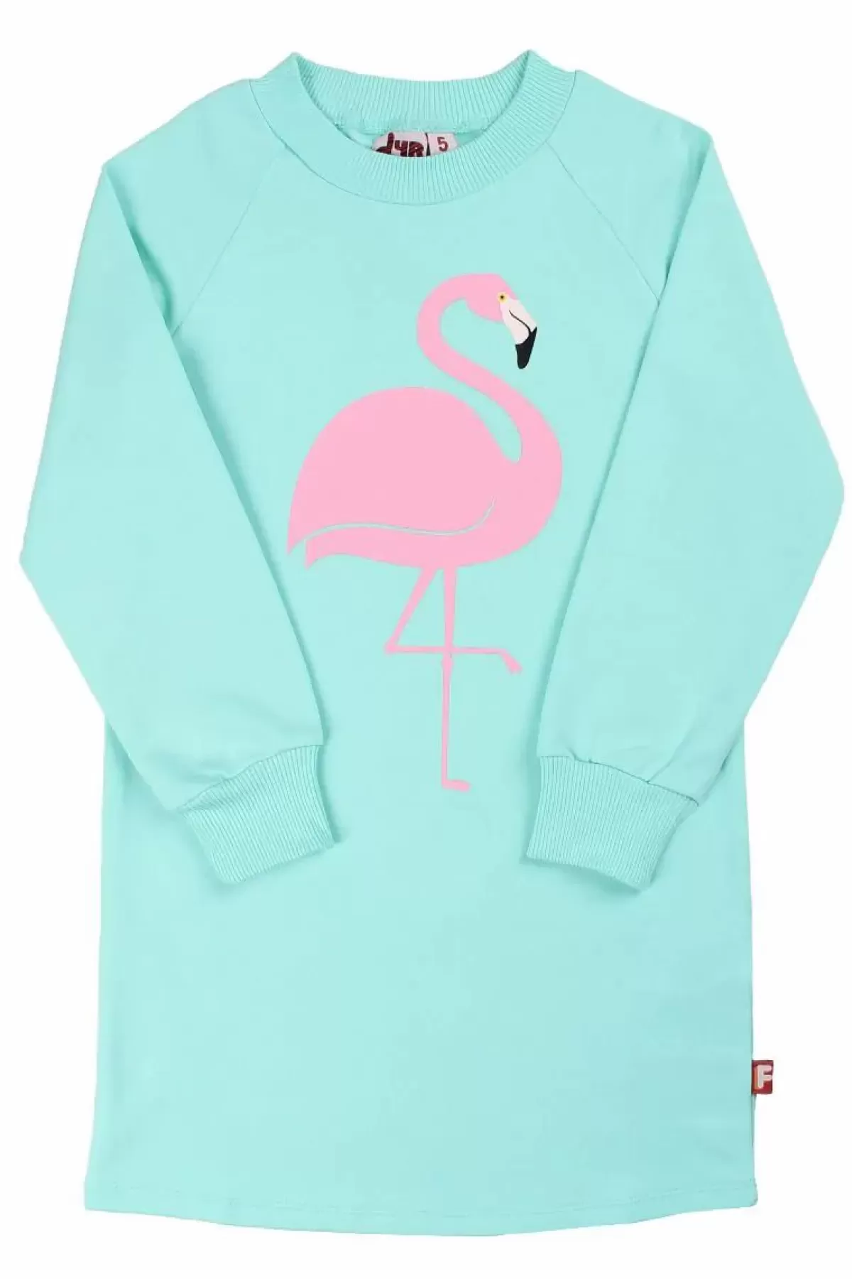 Børn Danefæ Dyrfurry Sweat Dress Fresh Mint Flamingo