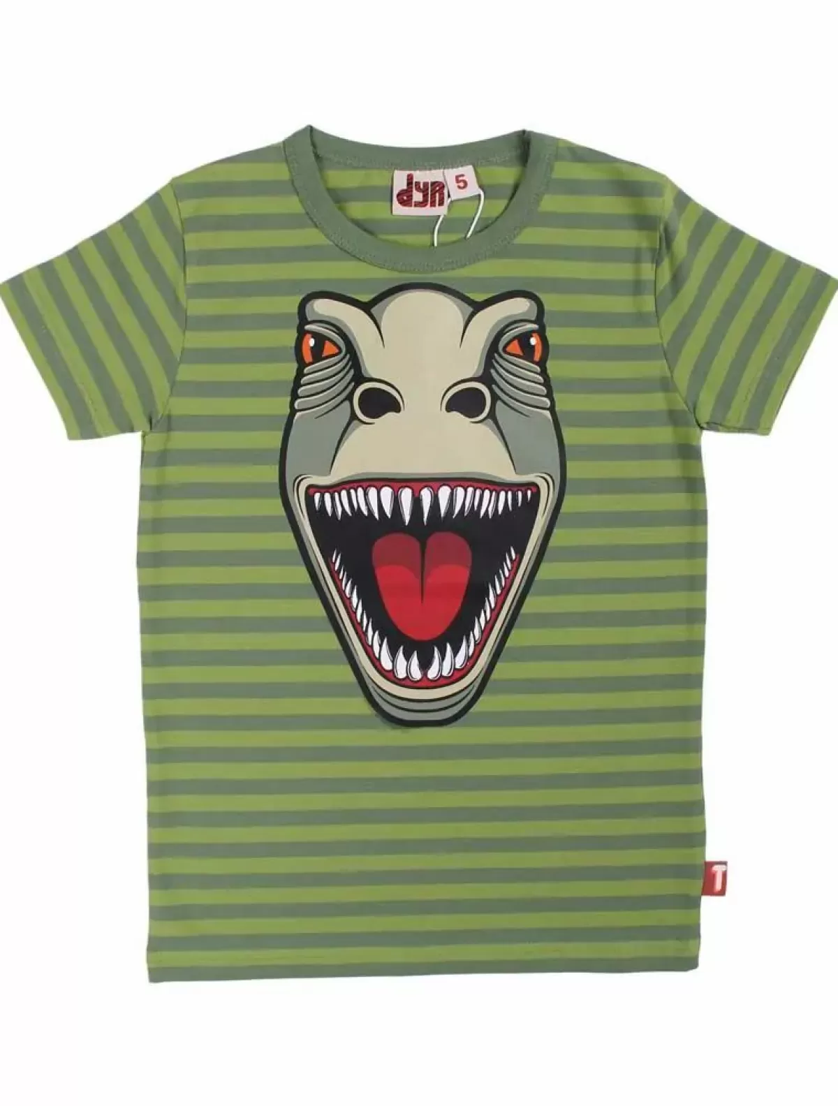 Børn Danefæ Dyrgrowl Tee Aop/Strib Army/Olive T-Rex