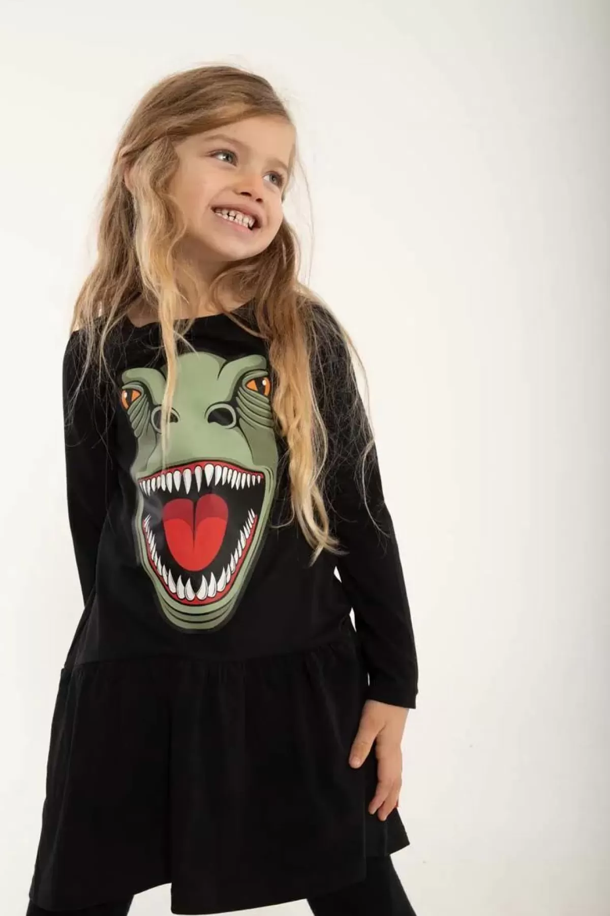 Børn Danefæ Dyrzanzi Dress Ls Black T-Rex