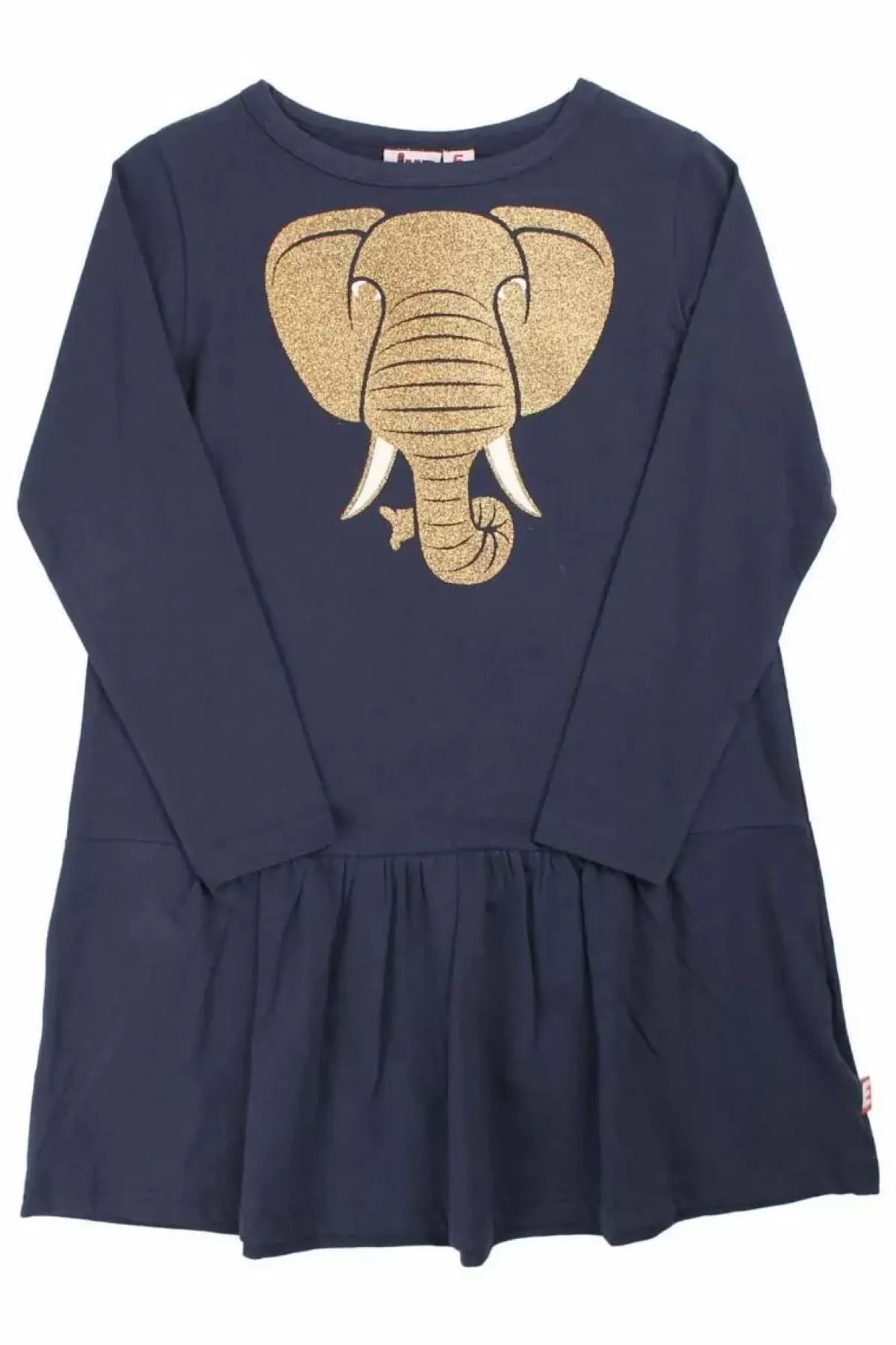 Børn Danefæ Dyrzanzi Dress Ls Dk Navy Elefant Gold Glitter