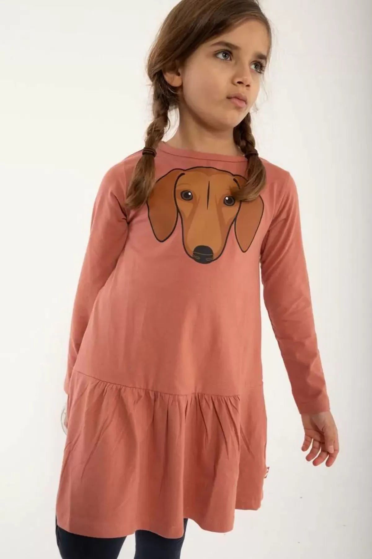 Børn Danefæ Dyrzanzi Dress Ls Old Rose Gravhund