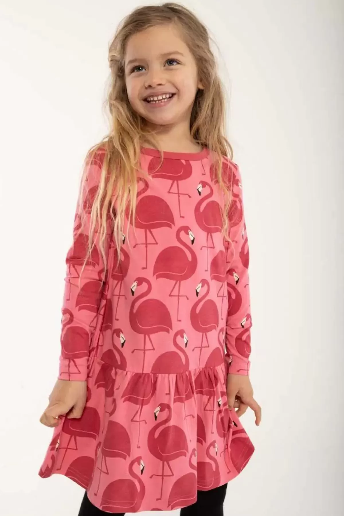 Børn Danefæ Dyrzanzi Dress Ls Pink Flamingo Aop