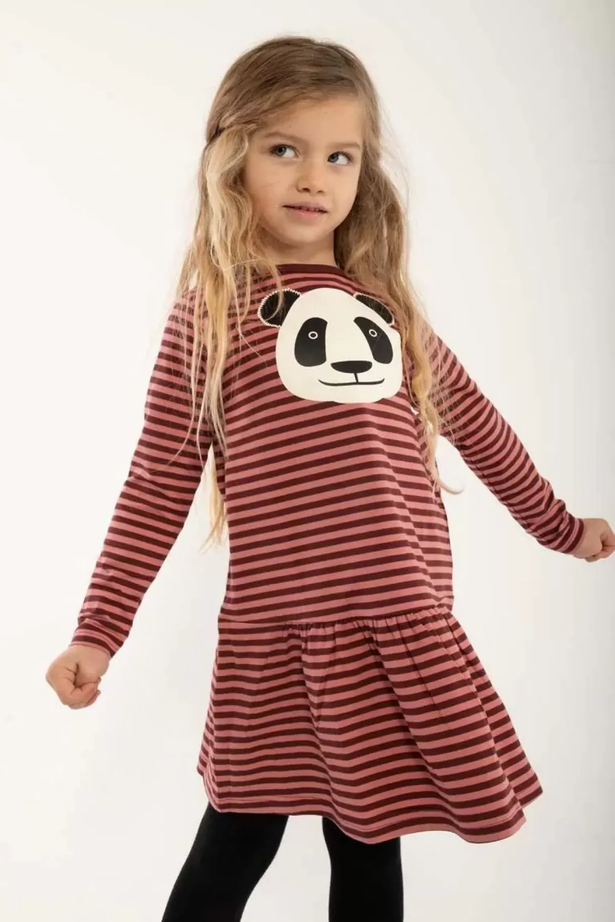 Børn Danefæ Dyrzanzi Dress Ls Red Wine/Old Rose Panda