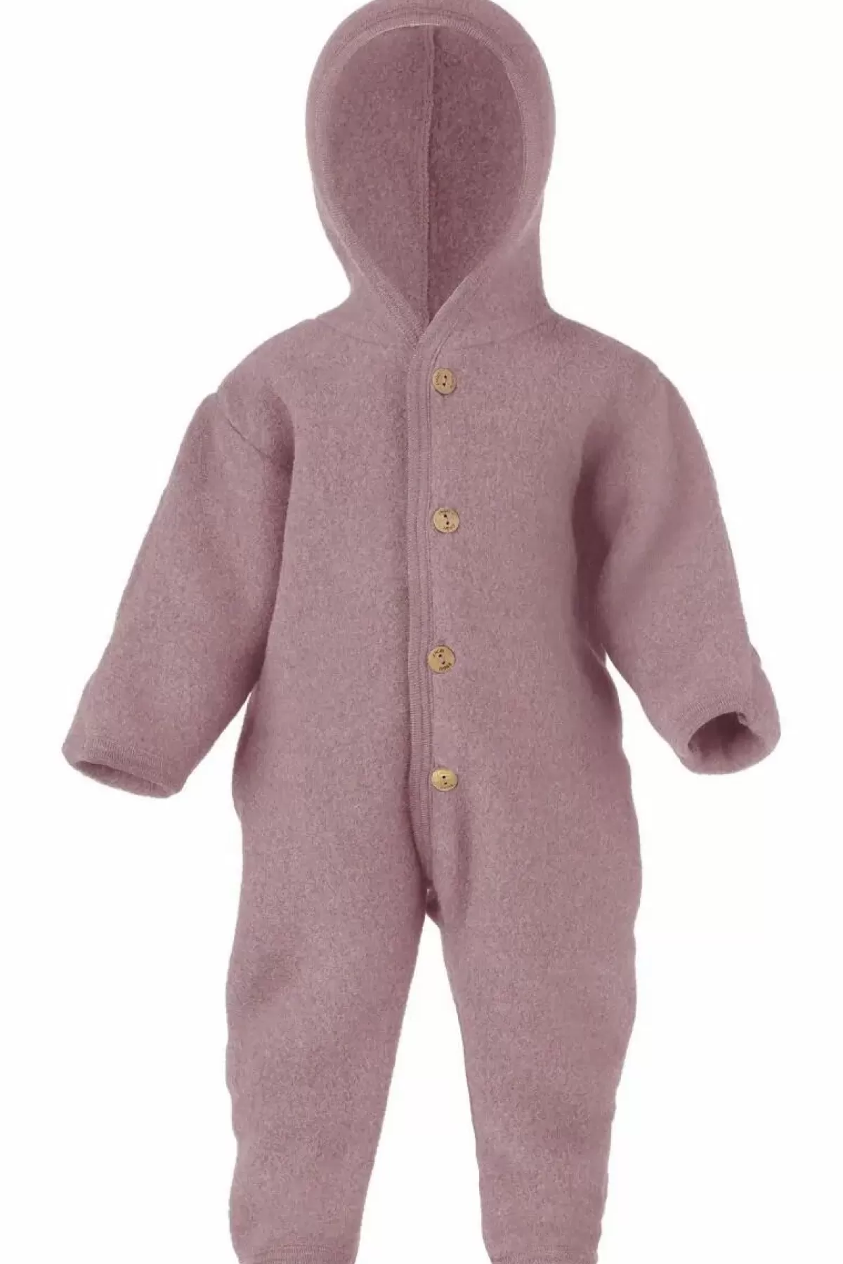 Baby Danefæ Engel Wool Natur Hooded Overall Rosewood Melange