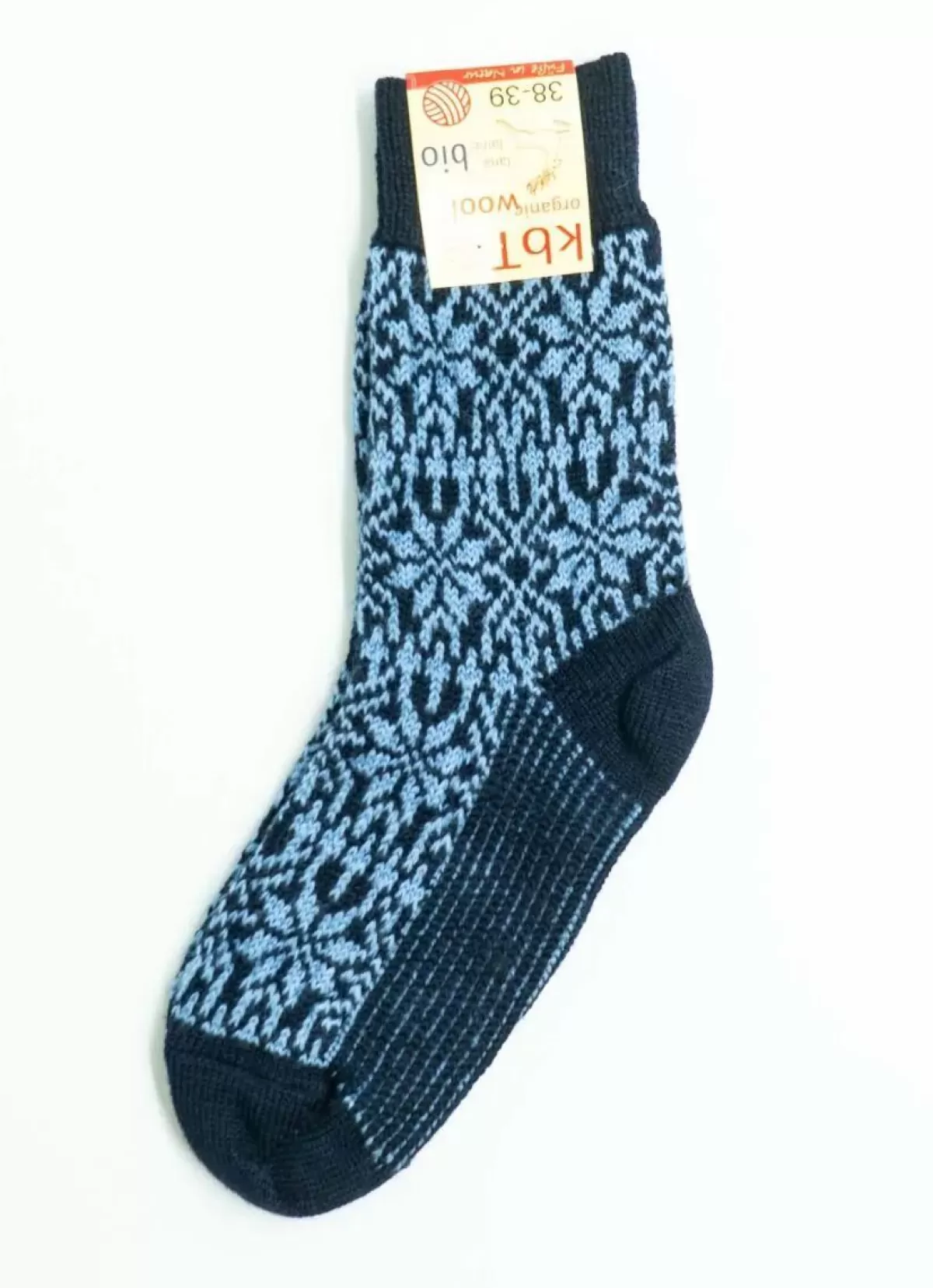 Dame Danefæ Hirsch Natur Wool Socks Marine/Lt Blue