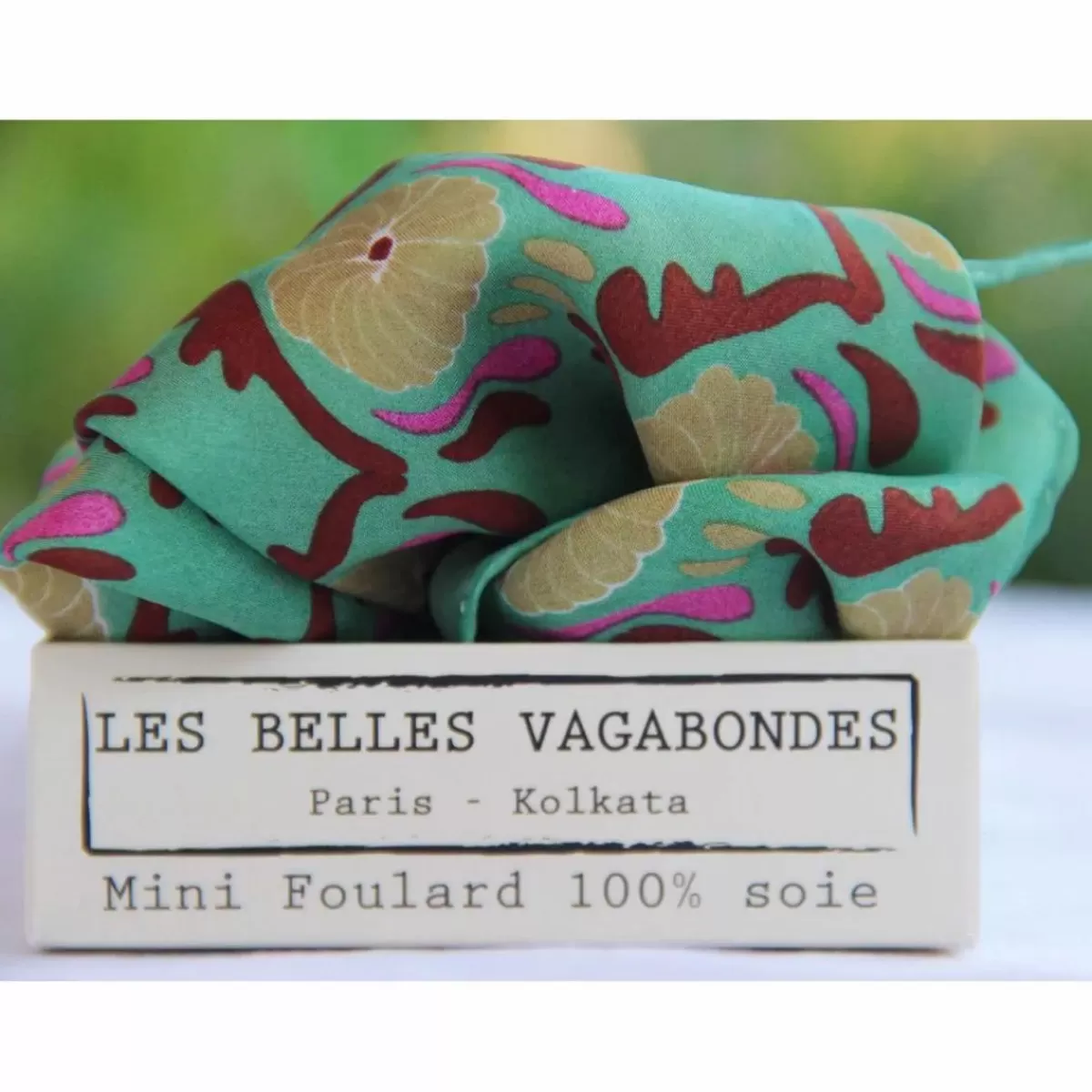 Dame Danefæ Les Belles Vagabondes Mini Silk Scarf Jaipur Green