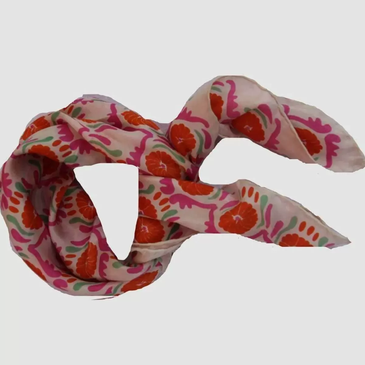 Dame Danefæ Les Belles Vagabondes Mini Silk Scarf Jaipur Pink/Orange