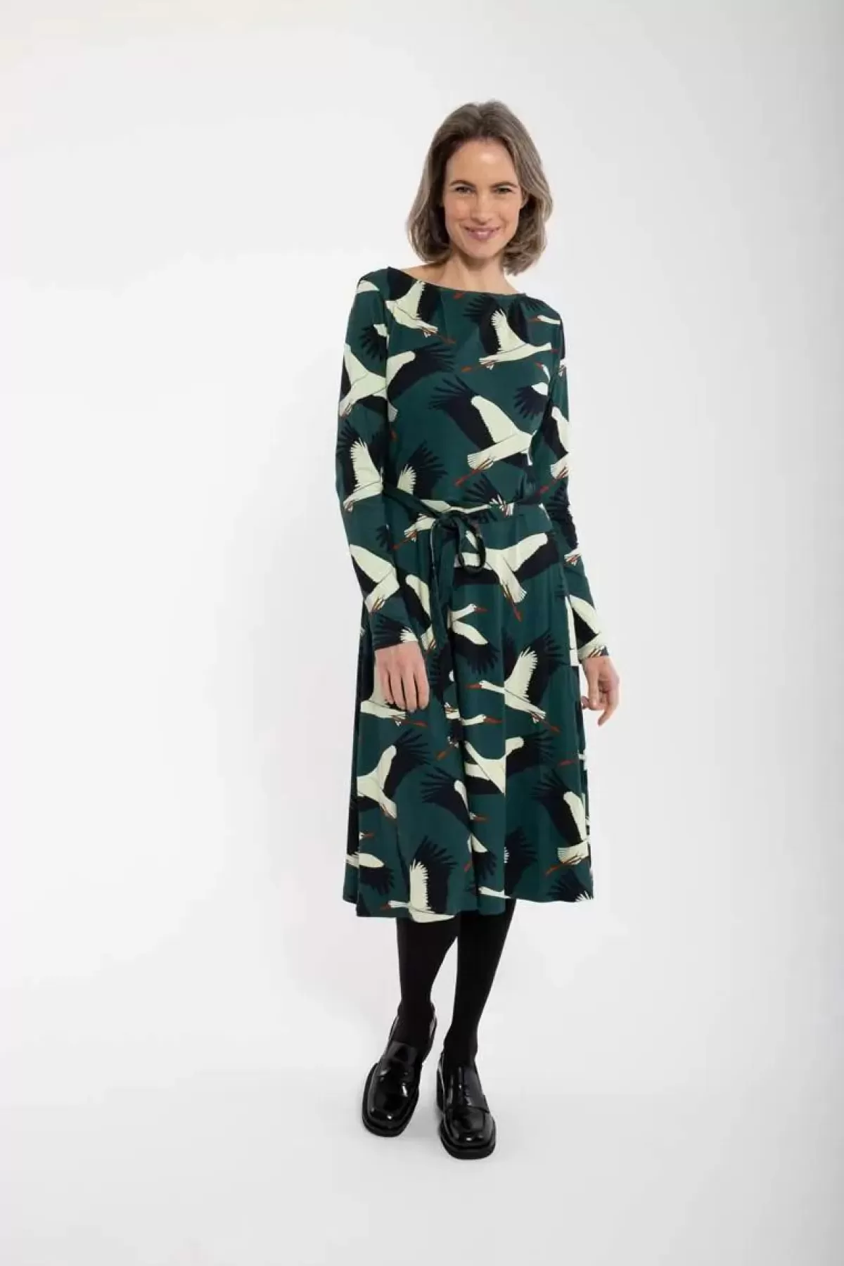 Dame Danefæ Organic - Danegudrun Interlock Dress Dark Duck Stork