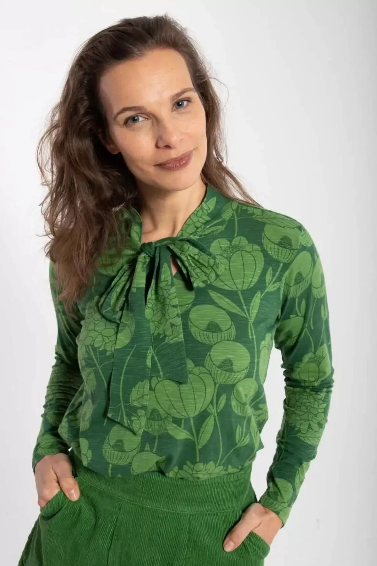 Dame Danefæ Organic - Danepetra Top Warm Khaki/Fall Jungle Hortensia