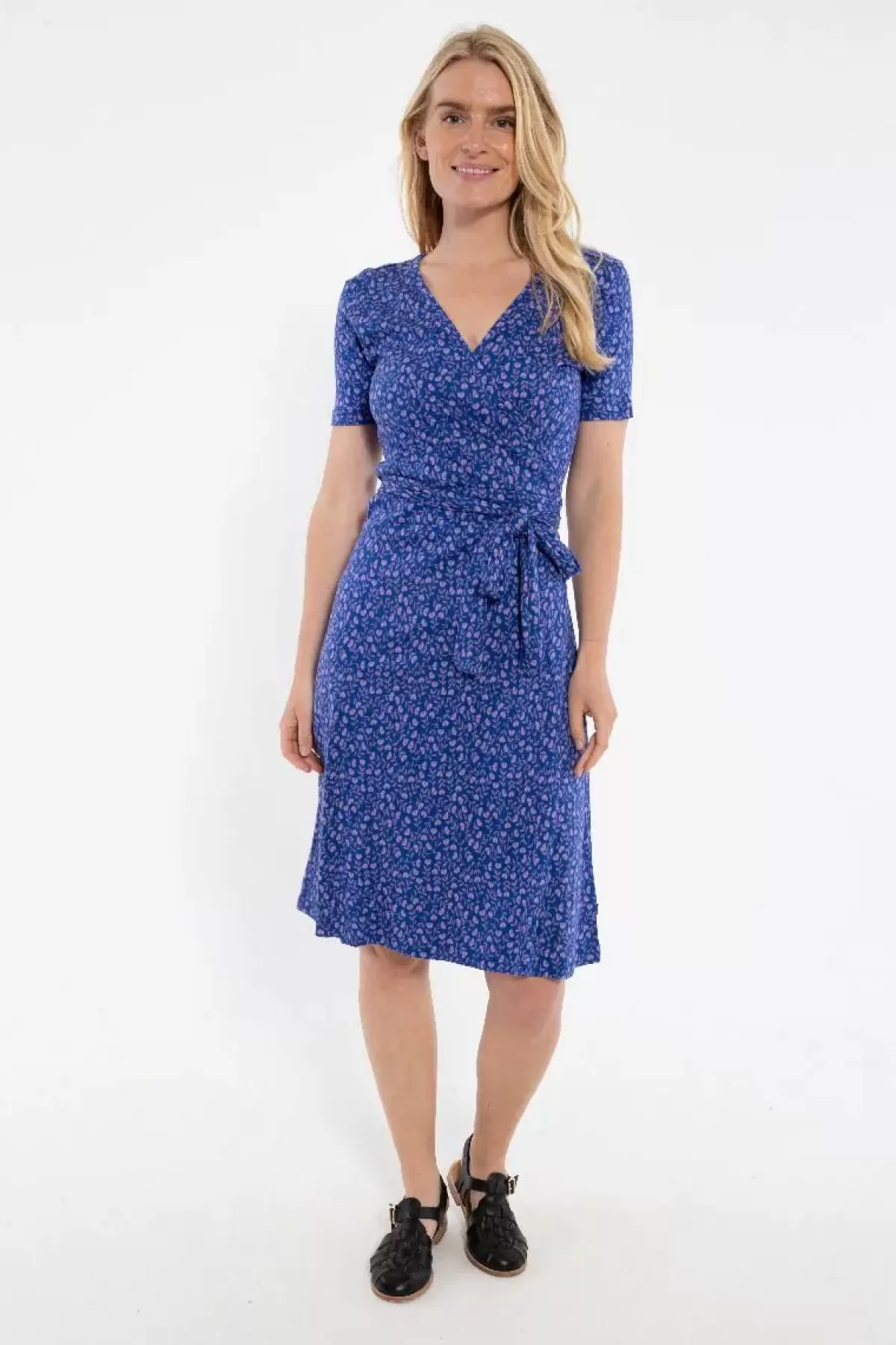 Dame Danefæ Organic - Danevenice Inter Dress Deep Marine Fleurie