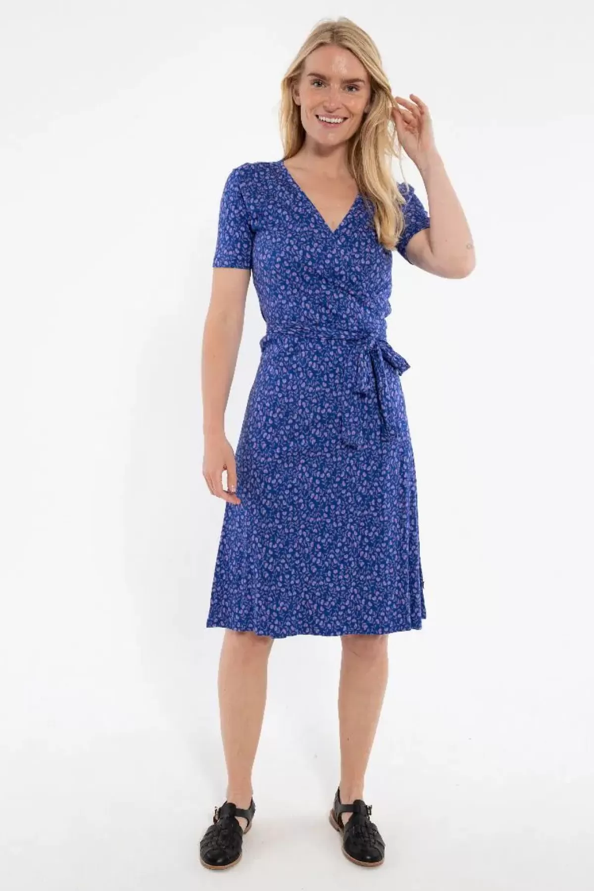 Dame Danefæ Organic - Danevenice Inter Dress Deep Marine Fleurie